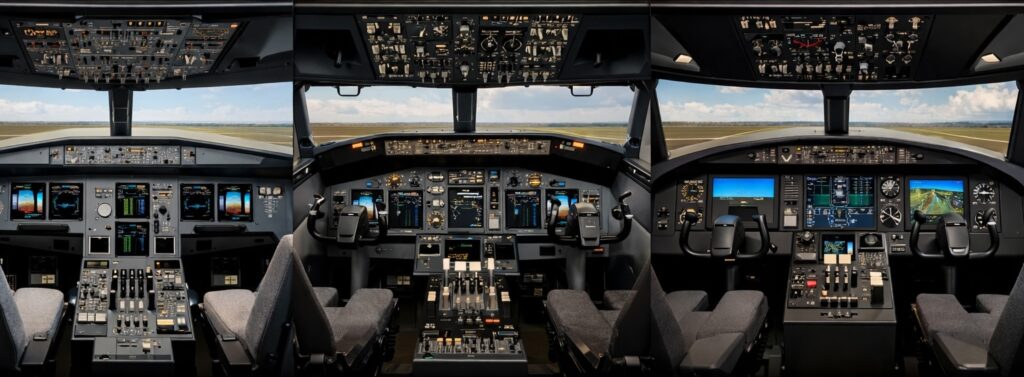 Simulateur APS-MCC A320 B737 cockpit comparaison
